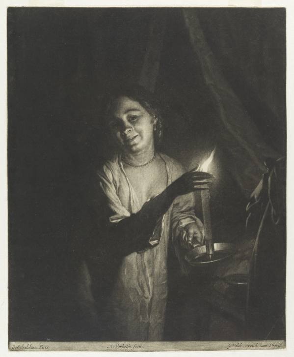 Nicolaas Verkolje after Godfried Schalcken, A Woman with a Candle, 1690–1726