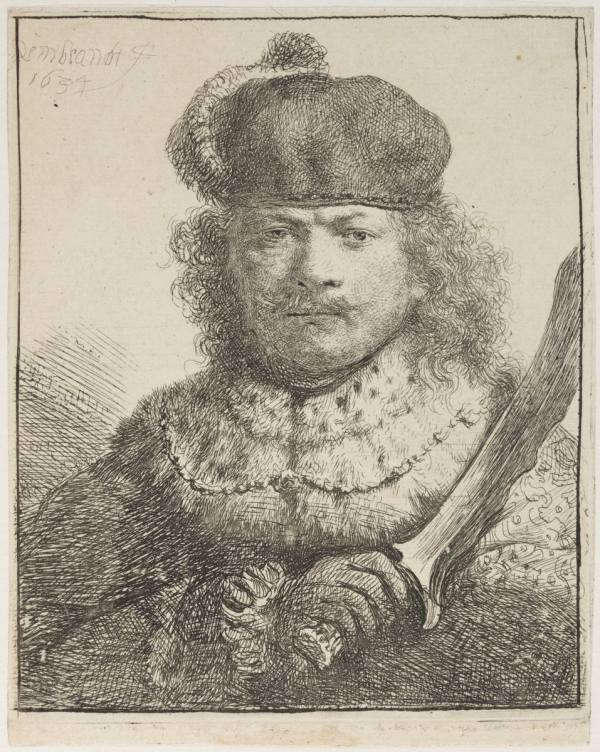 Rembrandt van Rijn, Self-Portrait with Raised Sabre, 1634
