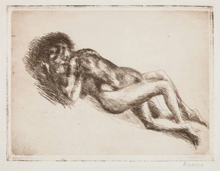 Pablo Picasso, Objetí (Milenci), 1905, lept