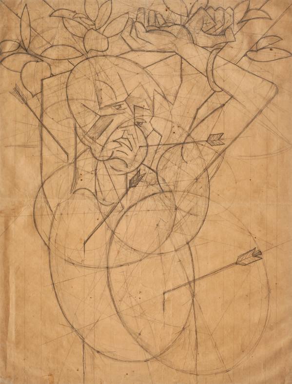 Bohumil Kubišta, Saint Sebastian, 1912, Pencil