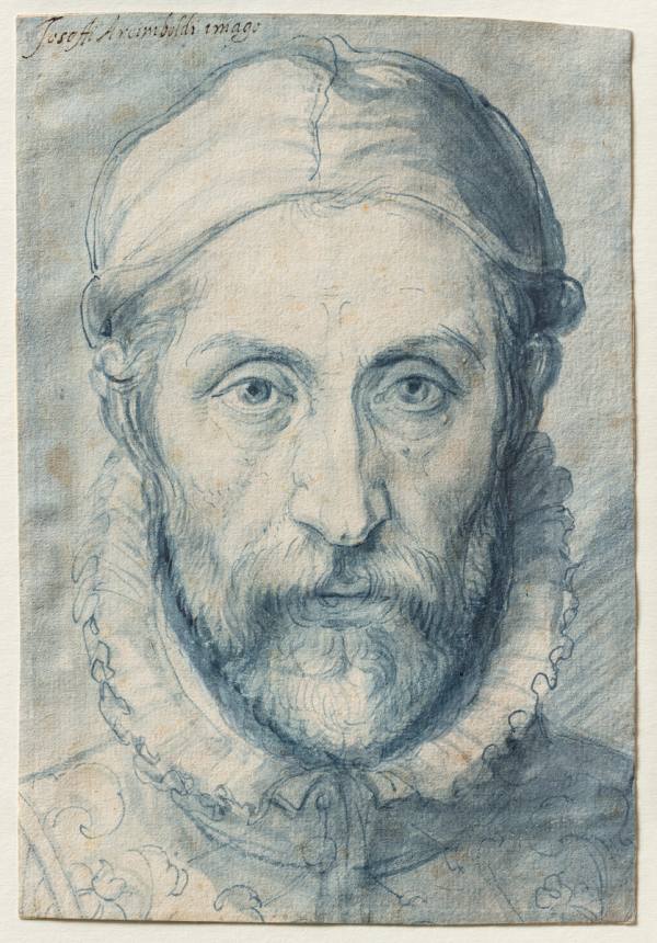 Giuseppe Arcimboldo, Self-portrait, first half of the 1570s, Pen and brush and blue colour