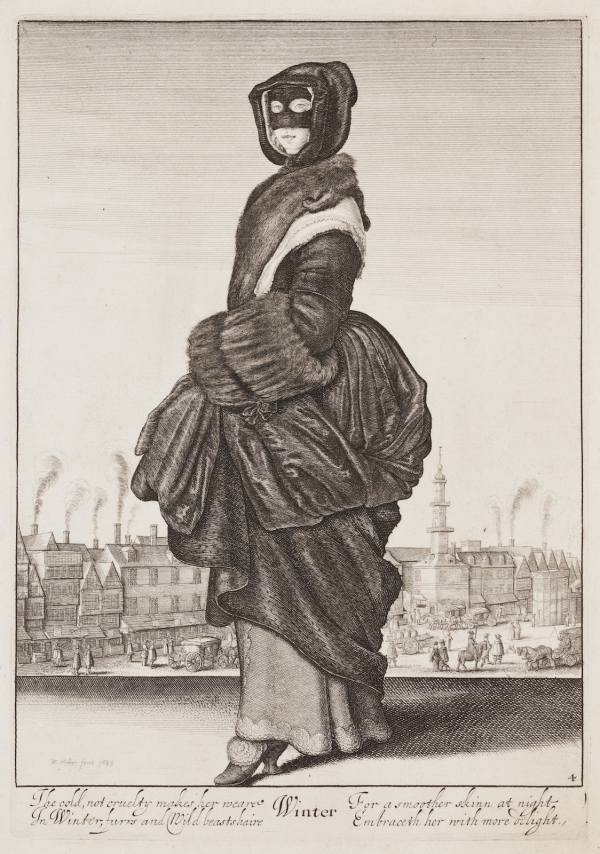 Wenceslaus Hollar, Winter, from the Four Seasons cycle featuring full-length female figures, 1643–1644, Etching