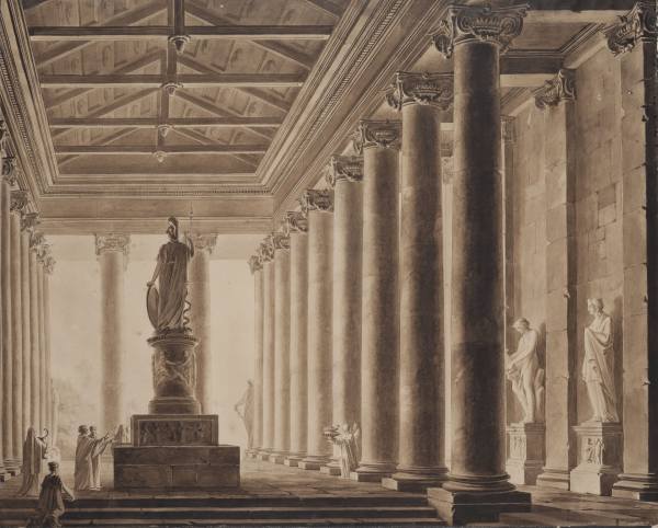 Ludvík Kohl, Interiér antického chrámu se sochou Pallas Athény, 1808