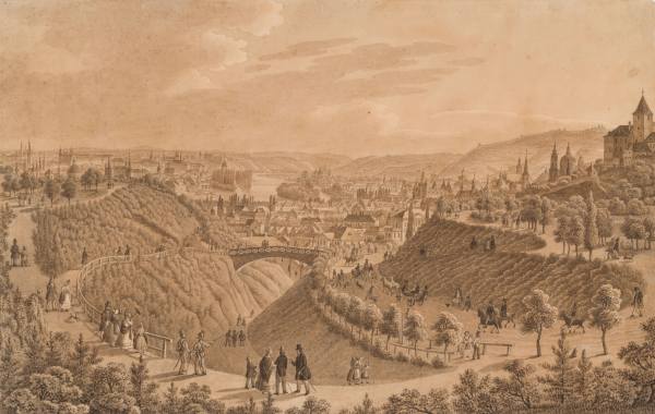 Vincenc Morstadt, Pohled na Prahu od severu, z bývalé Lidové zahrady (Volksgarten), 1825