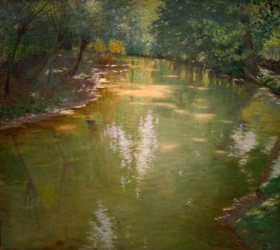 Hudeček Antonín: Potok v slunečním svitu (Tůň v lese), 1894