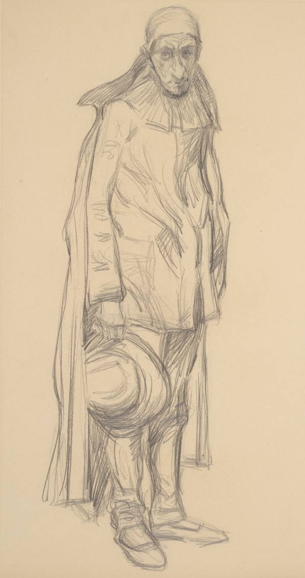 Karel Myslbek, Study for the painting Black Pierrot, 1907, drawing, NGP