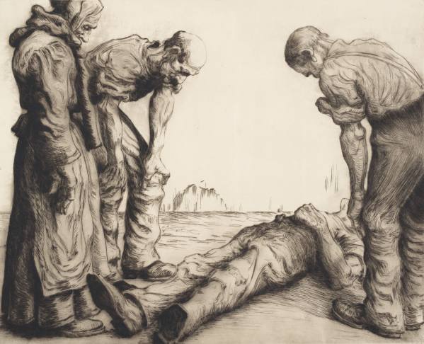 Karel Myslbek, Accident, 1911, etching, NGP