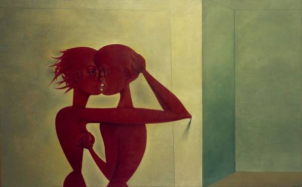 Kiss, 1955, oil tempera, oil, canvas, 124 × 200 cm, private collection