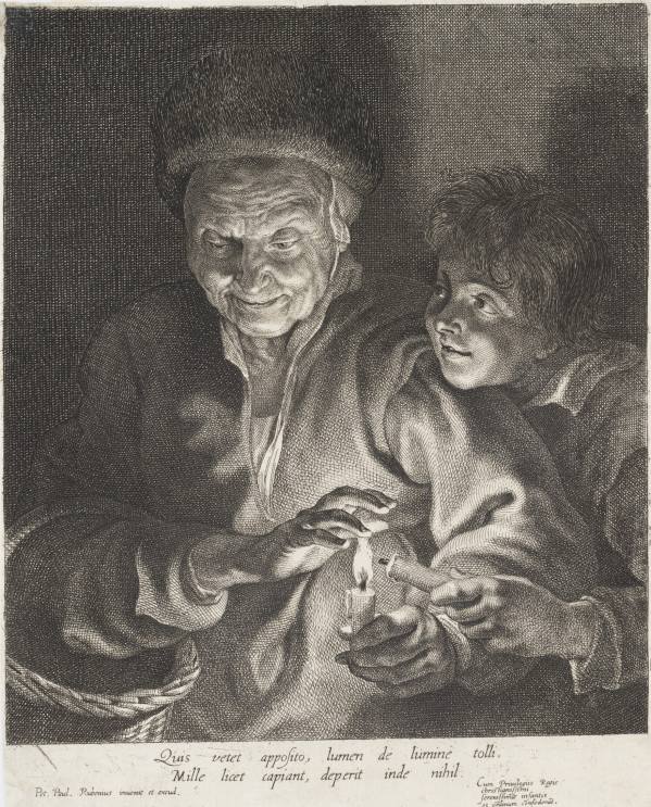 Peter Paul Rubens and Paulus Pontius (?), Old Woman with a Candle