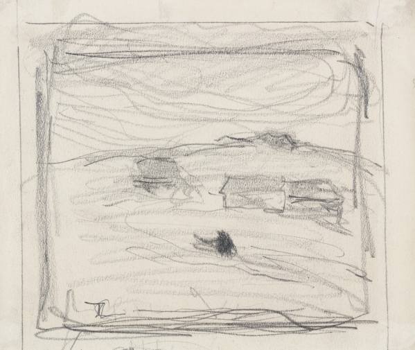 Antonín Slavíček, Study of cottages, sketch, ca. 1904–1905, pencil on paper, National Gallery Prague