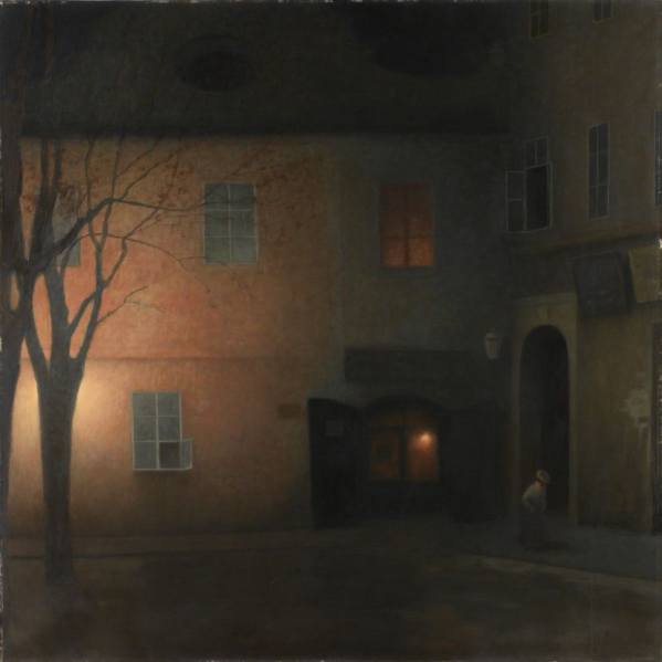 The painting in the holdings of the National Gallery Prague called On Týnská Street looks like the work of Jakub Schikaneder. But it is the real one?