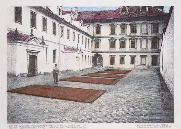 Jan Ambrůz, Pět TP pro 2. nádvoří Valdštejnského paláce, 1994, Foto: Archiv NGP, s laskavým souhlasem autora díla