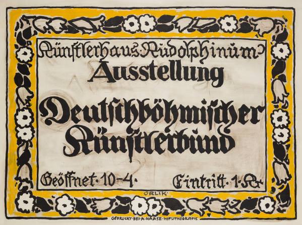 Plakát výstavy Ausstellung Deutschböhmischer Künstlerbund, Praha, Rudolfinum, 1910.