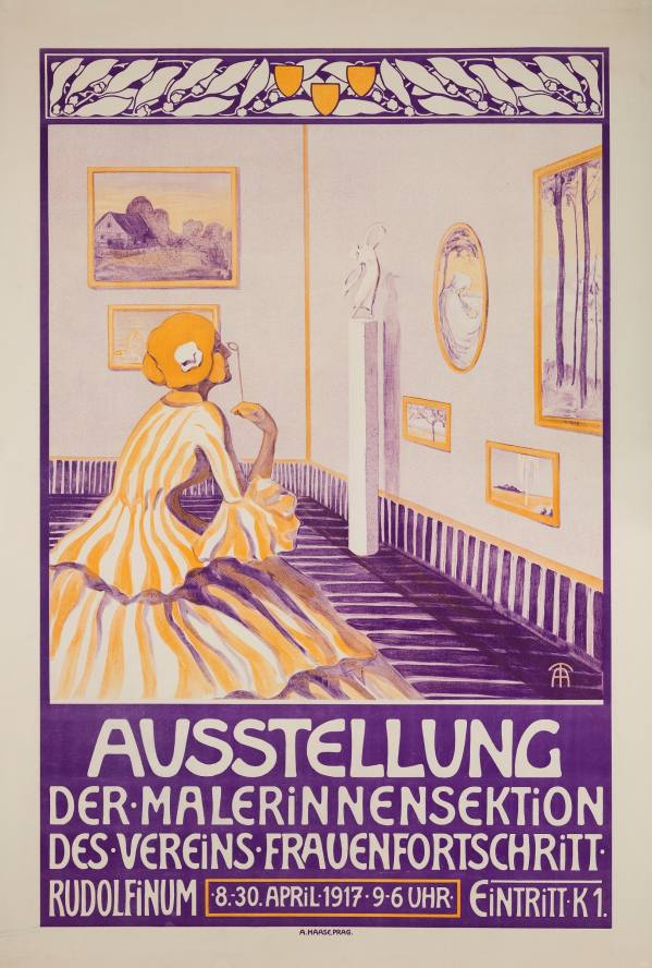 Plakát výstavy Ausstellung der Malerinnensektion des Vereins Frauenfortschritt, Praha, Rudolfinum, 1917.