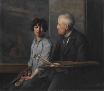 Pepa Mařáková, Vlastní podobizna s otcem, 1896