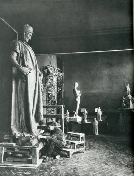 J. V. Myslbek’s studio with a model of Saint Ludmila for the monument to Saint Wenceslas, 1902–1907