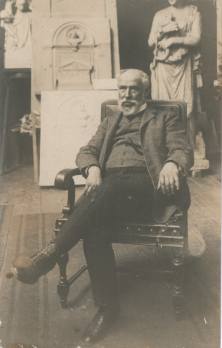 Zikmund Reach, J. V. Myslbek in his studio at the Academy of Fine Arts, 1910, Archive of the NGP
