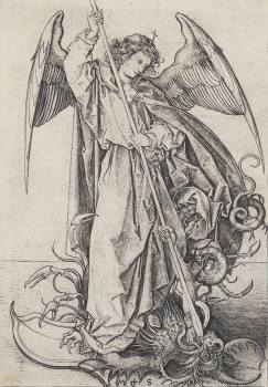 Martin Schongauer, Archangel Michael slays the dragon, 1469–1474