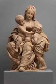Giuseppe Maria Mazza, Trůnící Panna Marie s Ježíškem, před nebo kolem 1700, terakota, plná plastika, NGP