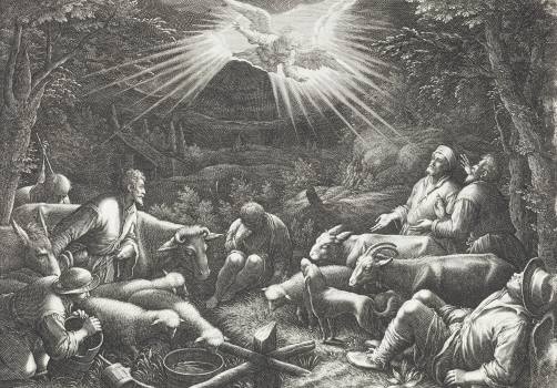 Jan Sadeler podle Jacopa Bassana, Zvěstování pastýřům, kolem 1575