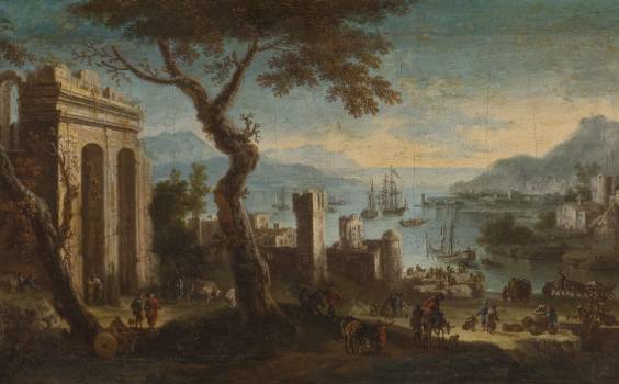 Italský malíř 2. pol. 18. století, Krajina s mořským zálivem 