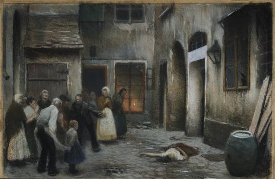 Jakub Schikaneder, Murder in the House, 1890, Museum of Czech Literature, Prague, Art Collections