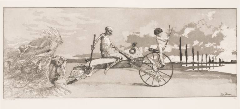 Max Klinger, Láska, smrt a věčnost, 12. list z cyklu Intermezzi (Opus IV), 1881, lept, papír, Národní galerie v Praze