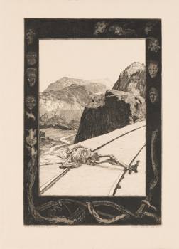 Max Klinger, Na kolejích, 8. list z cyklu O smrti (Opus XI), 1889, lept, papír, Národní galerie v Praze