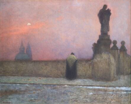 Jakub Schikaneder, V podvečer na Hradčanech, 1910–1915, olej, plátno, NGP