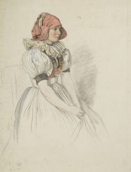 Josef Mánes, Haná Woman (1852–1856), pencil drawing, watercolour, paper, National Gallery Prague