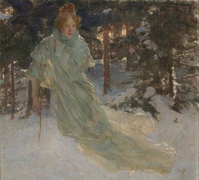 Vojtech Hynais - Winter, study for the decoration of the National Theatre in Pragu e, (1901), National Gallery Prague