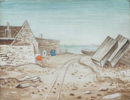 Jan Zrzavý, Hideaway on the Ȋle de Sein, 1936, tempera, paper, NGP