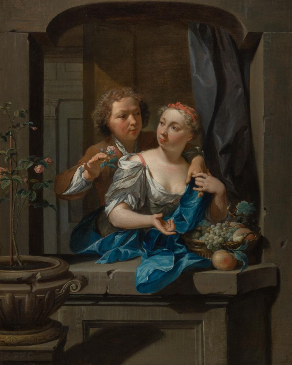Nicolaas-Verkolje,-Mladík-nabízející-dívce-růži,-před-1710.jpg